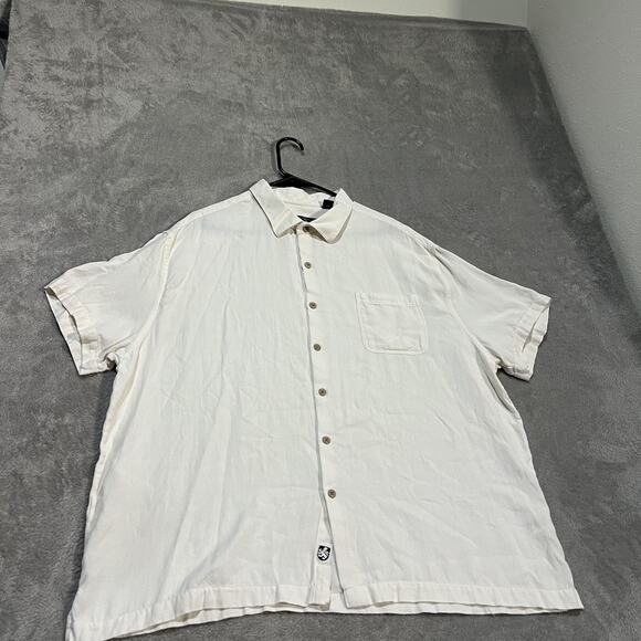 Nat Nast Shirt Mens 2XL White Silk Cotton Short Sleeve Button Up Luxury Casual - Picture 1 of 6